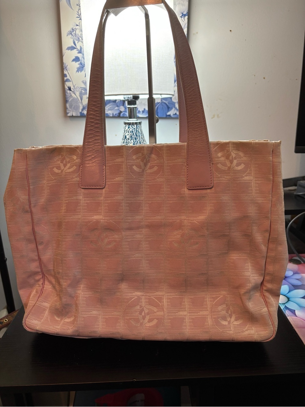 Authentic Chanel New Travel Line Tote MM Soft Pink- Gold Hardware